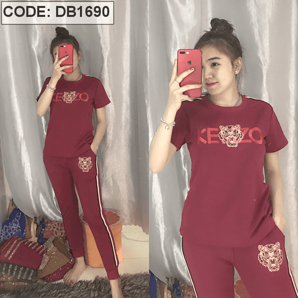 Set thun da cá quần dài thêu hổ
