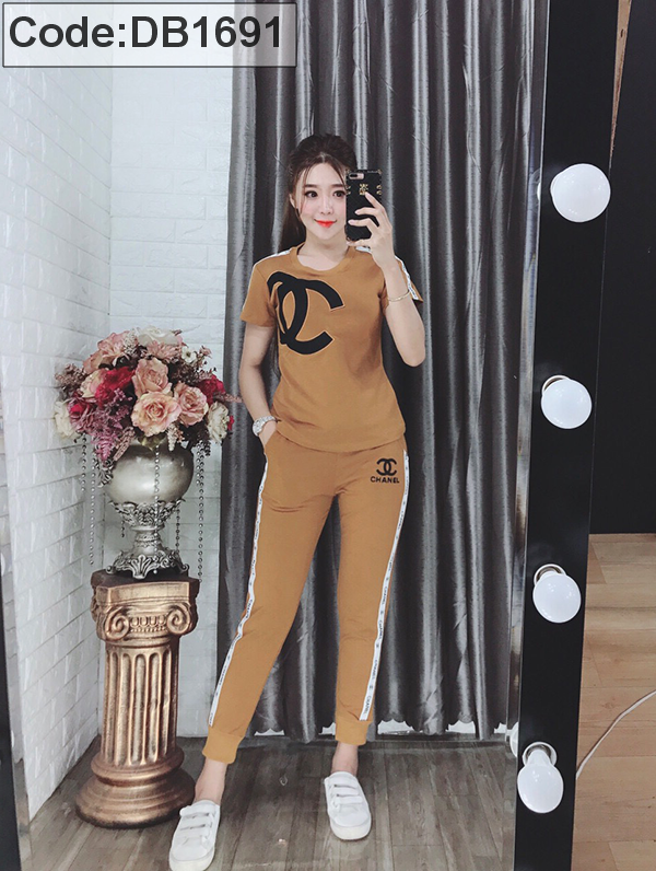 Bộ nữ mặc nhà quần dài thêu logo X