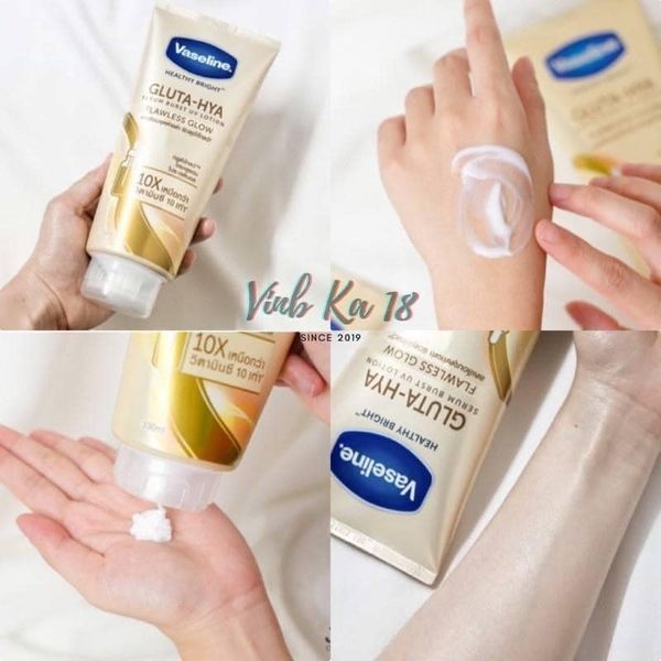 Sữa Dưỡng Thể Vaseline 10X Vàng Healthy Bright Gluta Hya Serum Flawless Glow Xịn hơn - mịn hơn - trắng hơn