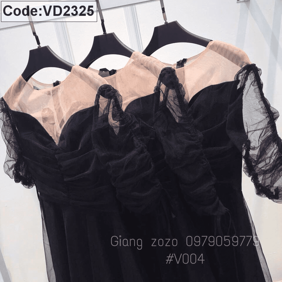 Váy xoè cổ tròn tiểu thư lila dress 2 màu đen và trắng