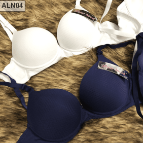 Áo nâng ngực cài sau sọc caro nổi màu xanh đen +trắng