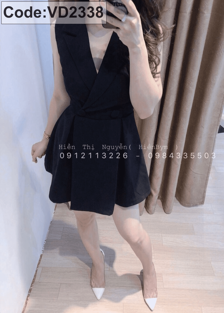 D602 ĐẦM ĐỎ VEST KÍN CỔ HỞ LƯNG - Thuý Nguyễn Bigsize