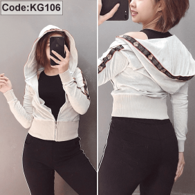 Áo khoác lửng viền chữ ánh nhũ đẹp mắt