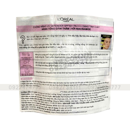 Kem Chống Nắng L’Oreal Paris UV Defender Bright & Clear UV Serum Protector SPF 50+ PA++++