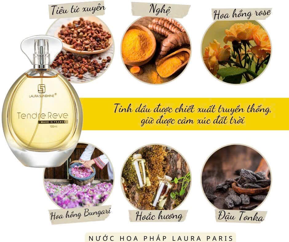 Nước Hoa Nữ Laura Sunshine Tendre Reve 100ml hé lộ về một mùi hương quyến rũ và mềm mại