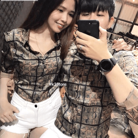 Sơ mi nam hàn quốc họa tiết tròn
