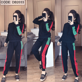 Set bộ nữ màu đen phối màu