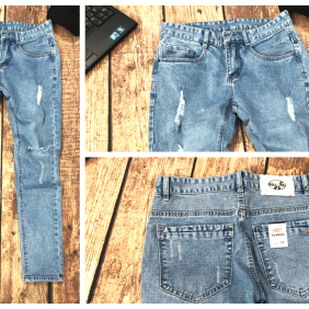 Xưởng sỉ quần jean nam màu xanh rách