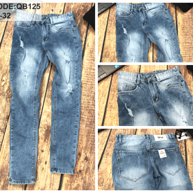 Lấy sỉ quần jean nam rách nhẹ xanh wash