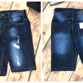 Quần short jean nam màu xanh đen rách