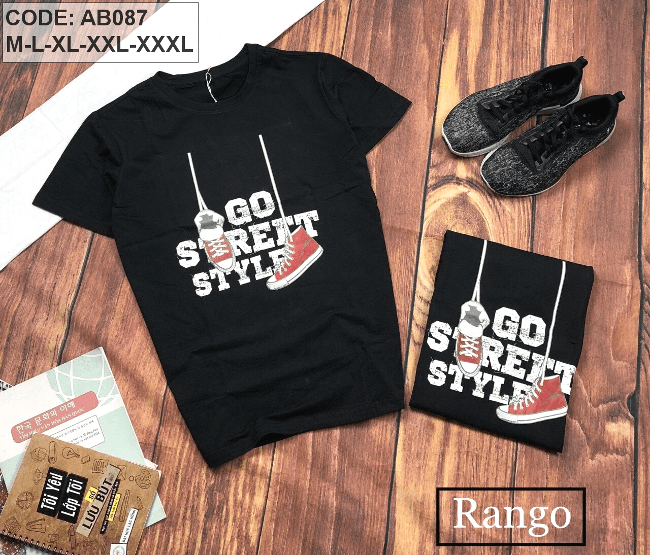 Áo thun nam cổ tròn chiếc giày Áo thun nam cổ tròn chiếc giày