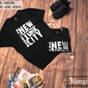 Áo thun nam cổ tròn màu đen Newyork
