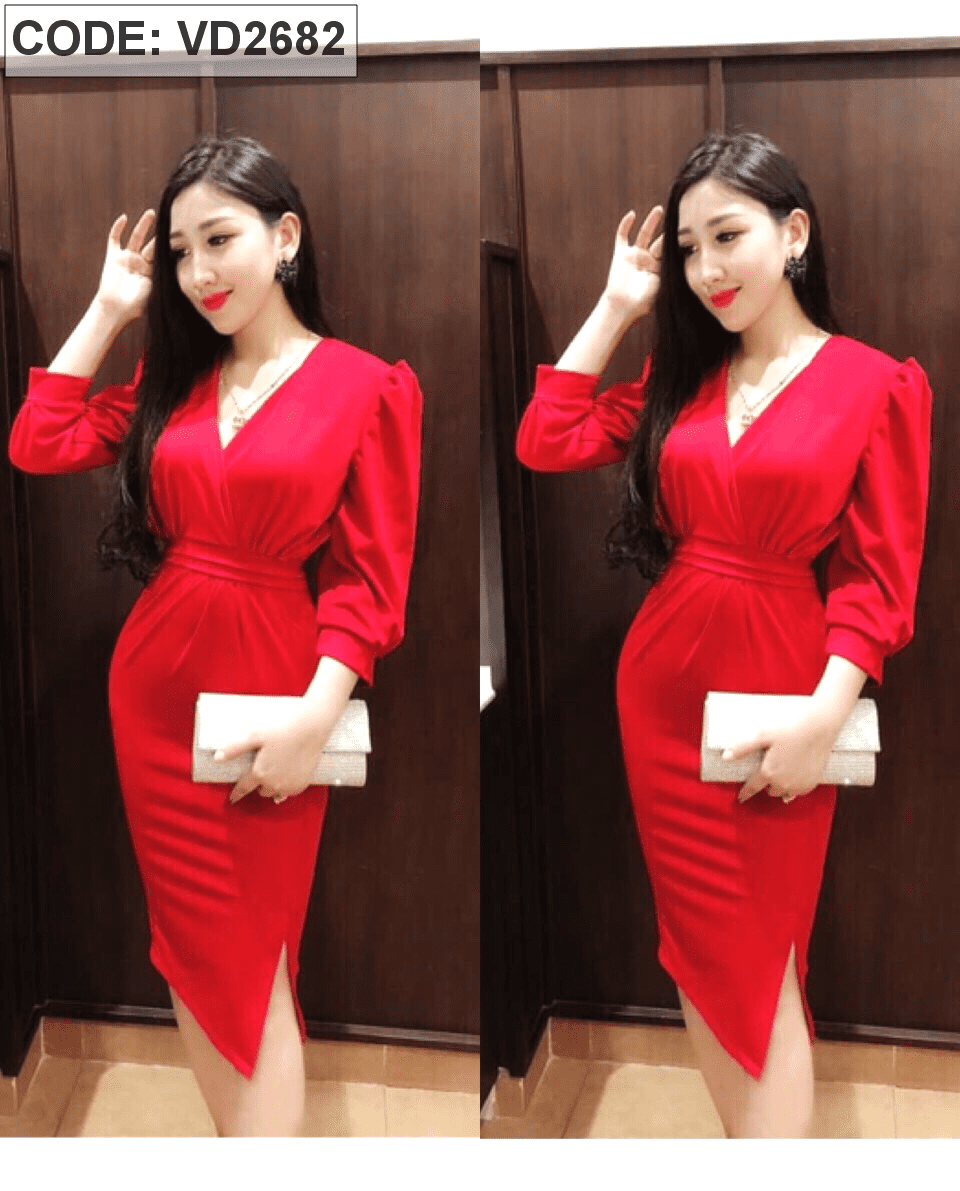 ❀Chiếc váy màu đỏ tía mới của Pháp có phần eo và tính khí mỏng. dưới kết  hợp với áo khoác. dài qua đầu gối v ࿈ | Shopee Việt Nam