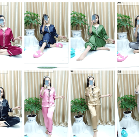 Đồ bộ nữ quần dài cổ bèo tiểu thư