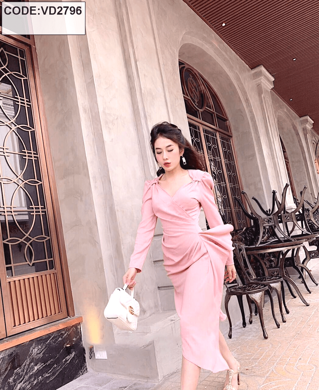 Đầm bầu yếm kaki màu hồng - Shop Đồ Bầu
