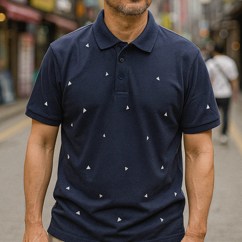 Giá sỉ áo Thun Nam Có Cổ Polo In Hình Tam Giác