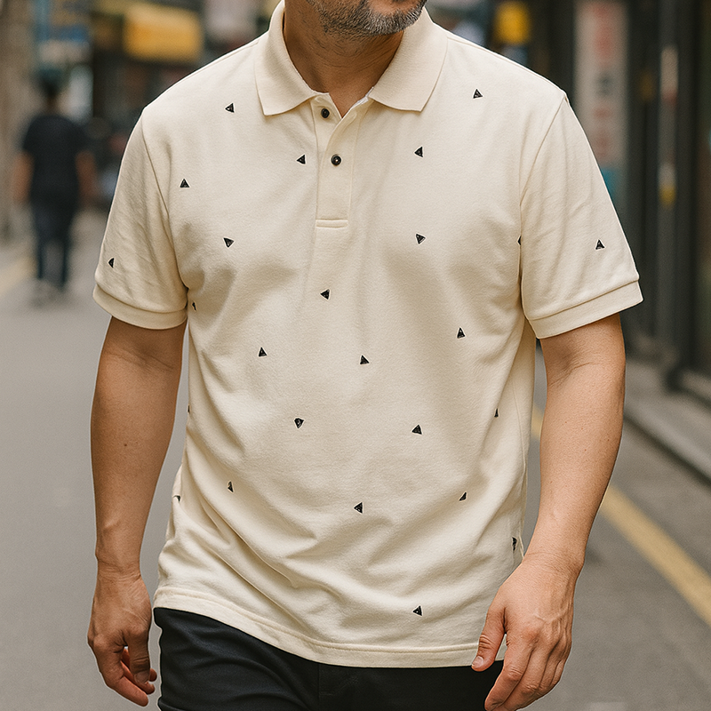 Giá sỉ áo Thun Nam Có Cổ Polo In Hình Tam Giác
