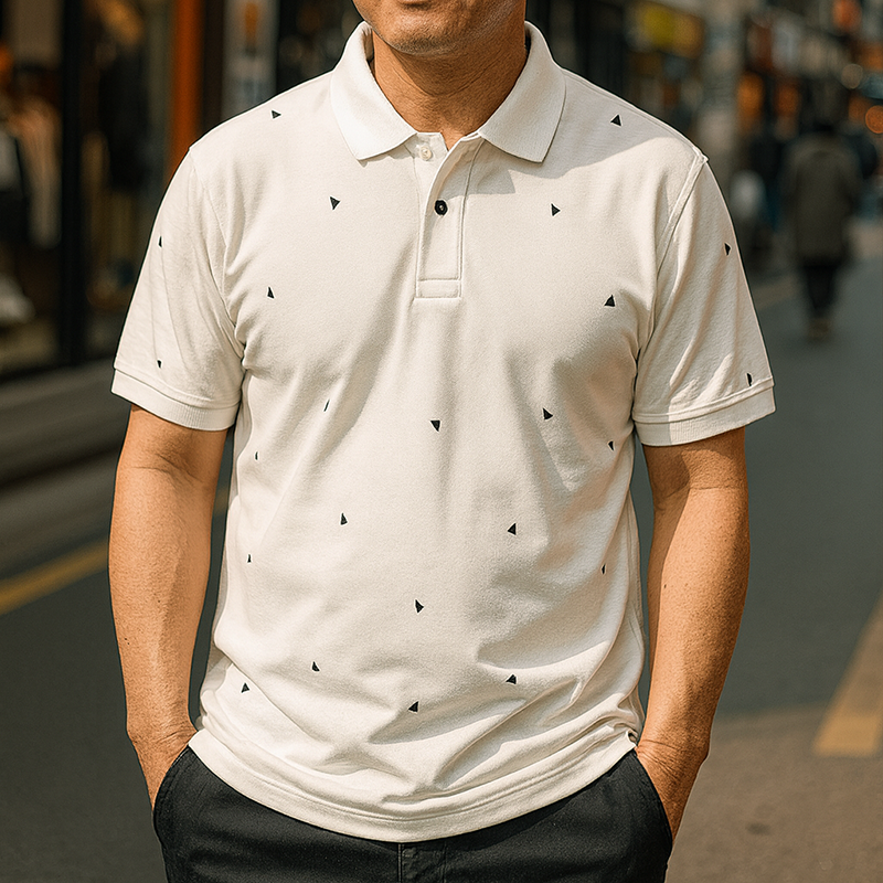 Giá sỉ áo Thun Nam Có Cổ Polo In Hình Tam Giác