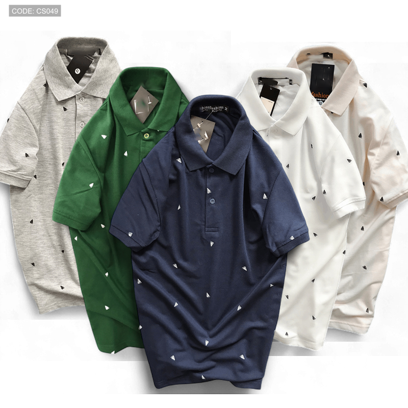 Giá sỉ áo Thun Nam Có Cổ Polo In Hình Tam Giác