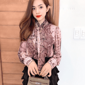 Sơ mi vải lụa gân họa tiết độc đáo