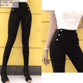 Bỏ sỉ quần leggin màu đen phối nút cao cấp kèm túi