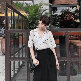Xưởng sỉ set áo sơ mi voan lụa chân váy voan có lót