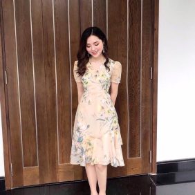 Đầm voan hoa bèo vải voan cát
