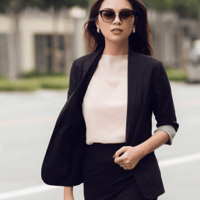 Áo khoác Vest nữ màu đen