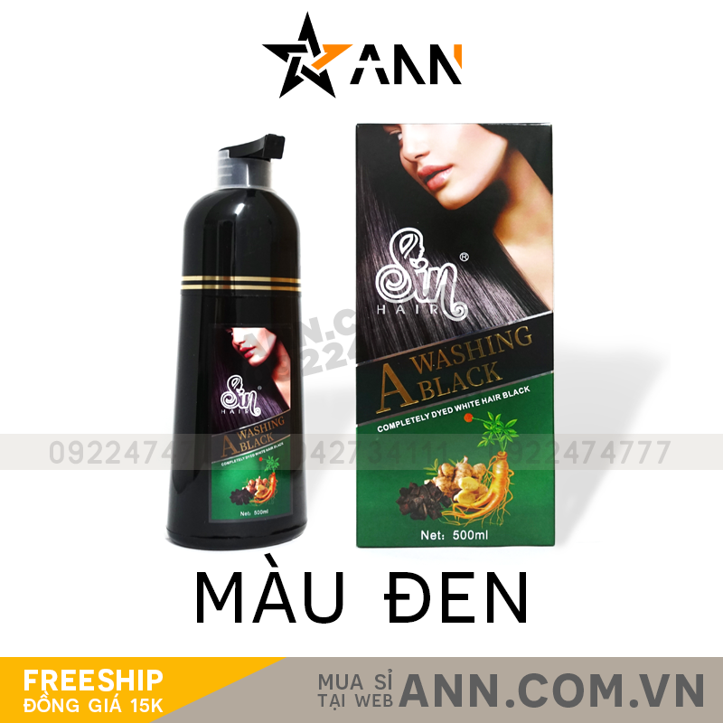 Bỏ sỉ dầu Gội Phủ Bạc Sin Hair Màu Đen
