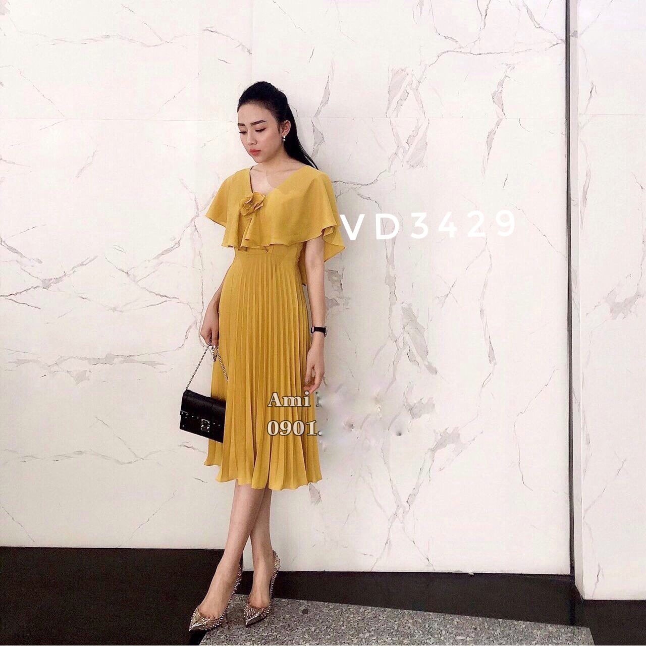 SP751Y - Đầm ôm eo Len Vàng đậm | Đầm Xinh Xinh