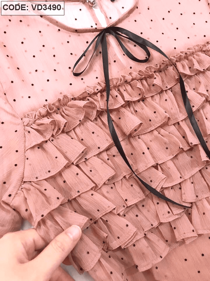 Chân váy công sở dài qua gối vải voan chấm bi 2 lớp cực xinh | Shopee Việt  Nam