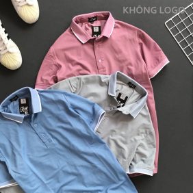 Áo thun nam cổ bẻ logo trơn