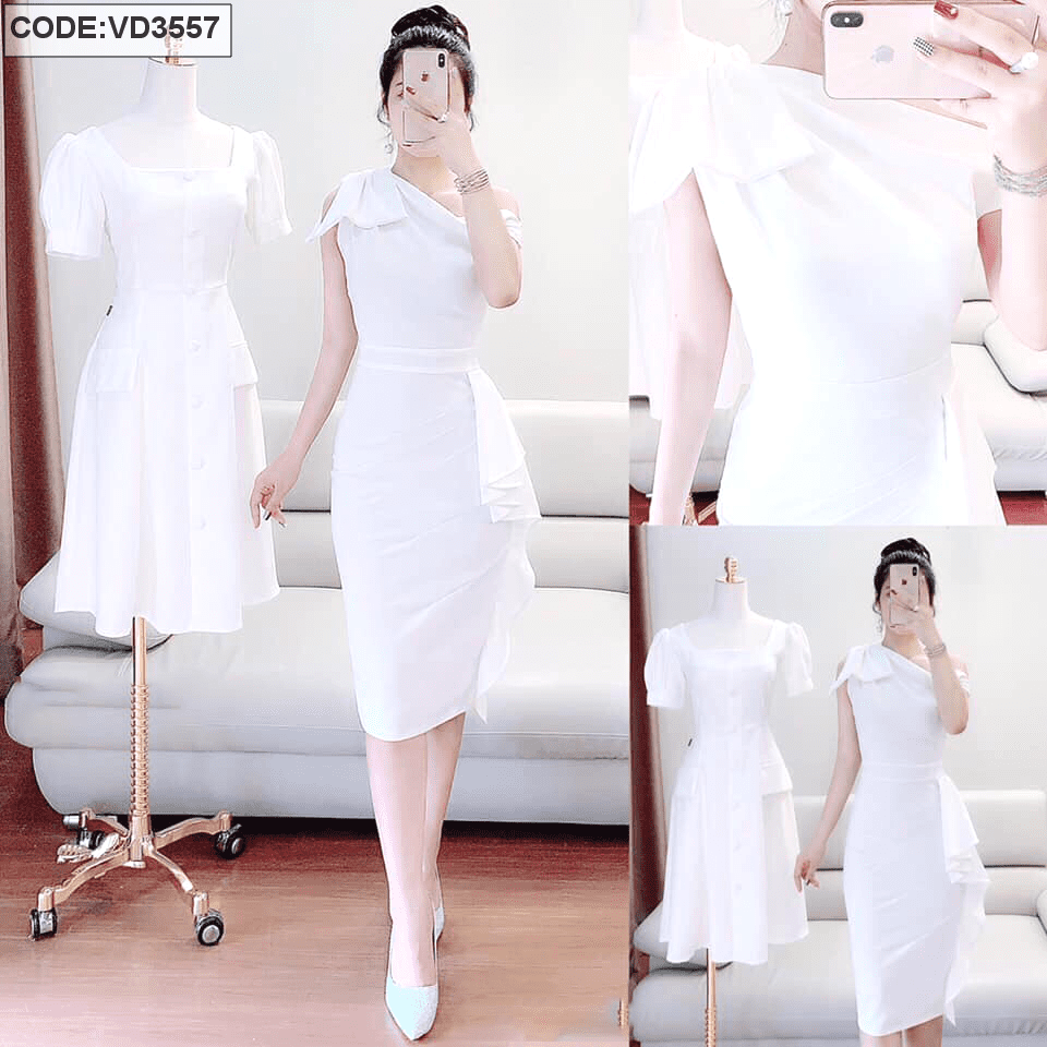 Váy maxi KANEL 2 dây áo tết nữ tính, 2 màu Trắng, Tím- V1350 | Shopee Việt  Nam