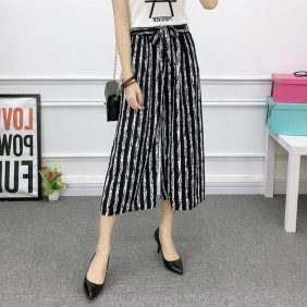 Quần ống rộng vải xốp cột nơ
