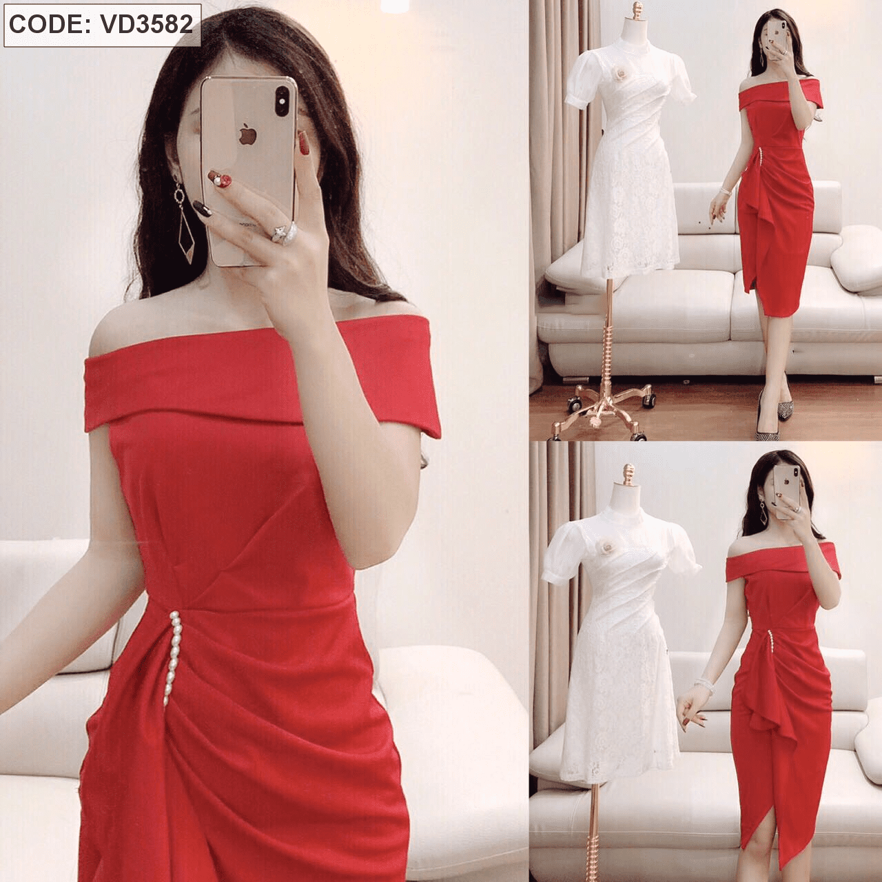 Quần áo bé gái: Đầm thun nữ mặc mát nhẹ thanh lịch hàng xuất xịn từ 54kg  đến 63kg màu đỏ