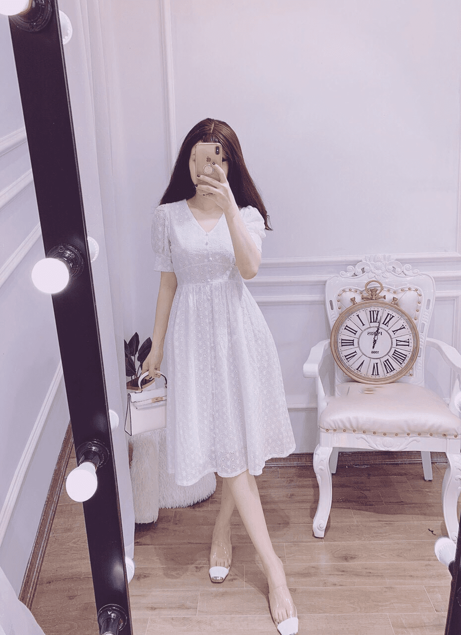 Đầm thêu hoa trắng | Đầm Sophilita