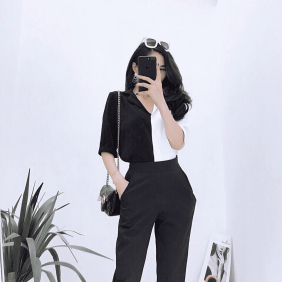 Nguồn hàng sỉ áo sơ mi phối màu vải lụa tuyết