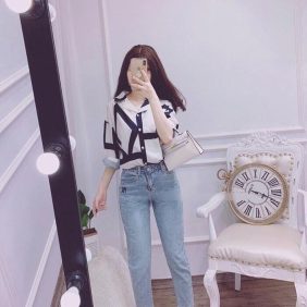 Sơ mi họa tiết cổ vest in hoa văn