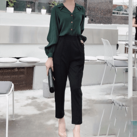 Áo sơ mi kiểu bâu áo xếp xảnh êu