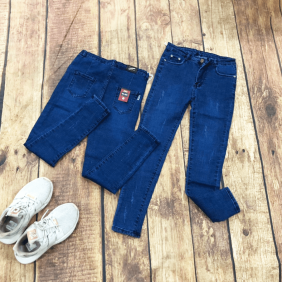 Bỏ sỉ quần jean nữ màu xanh xước nhẹ