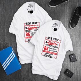 Áo thun nam màu trắng cổ tròn Unisex New York giá sỉ