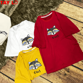 Áo thun nữ in cáo con xinh xắn tay lỡ