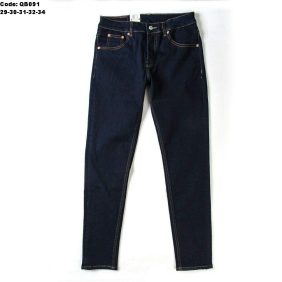 Quần jeans dài nam màu xanh đen viền chỉ vàng