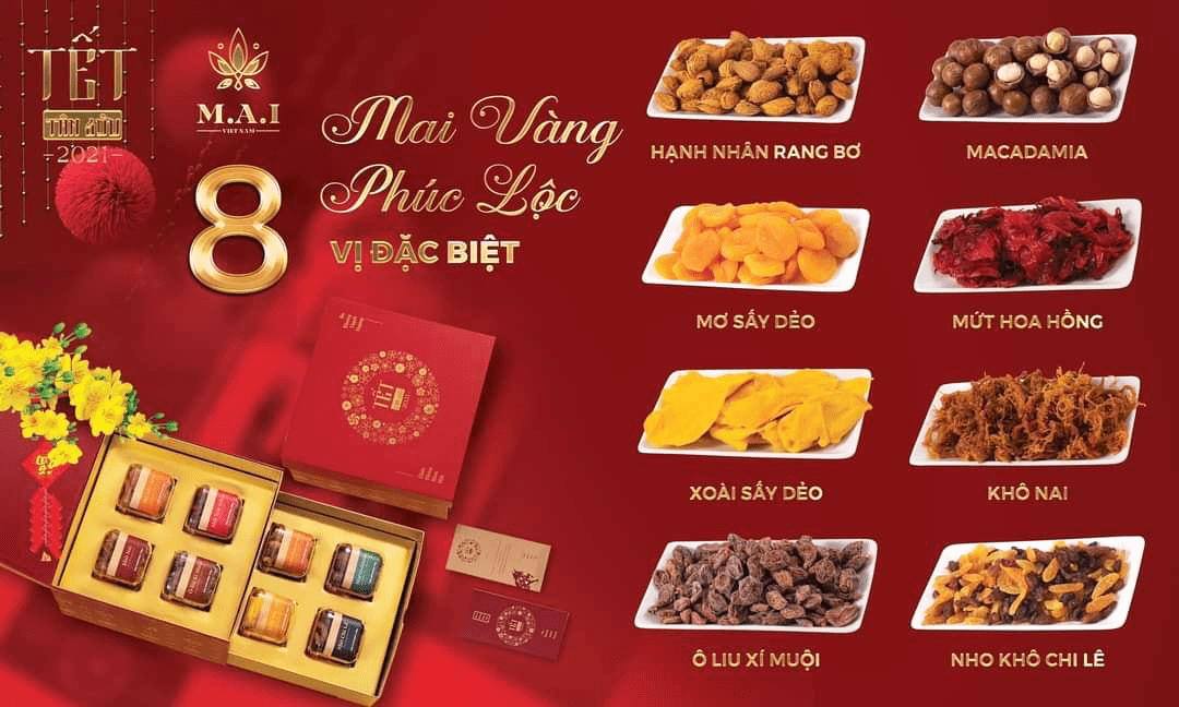 Hộp quà tết mai vàng phúc lộc Tân Sửu 2021