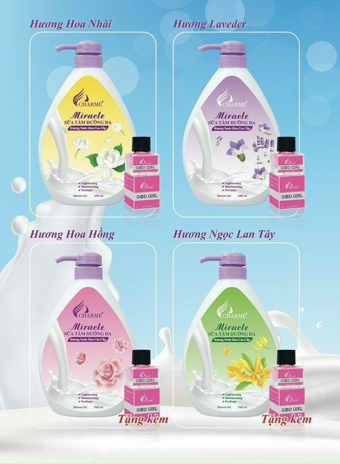 Sữa tắm nước hoa Charme Miracle 1000ml cho nữ chính hãng