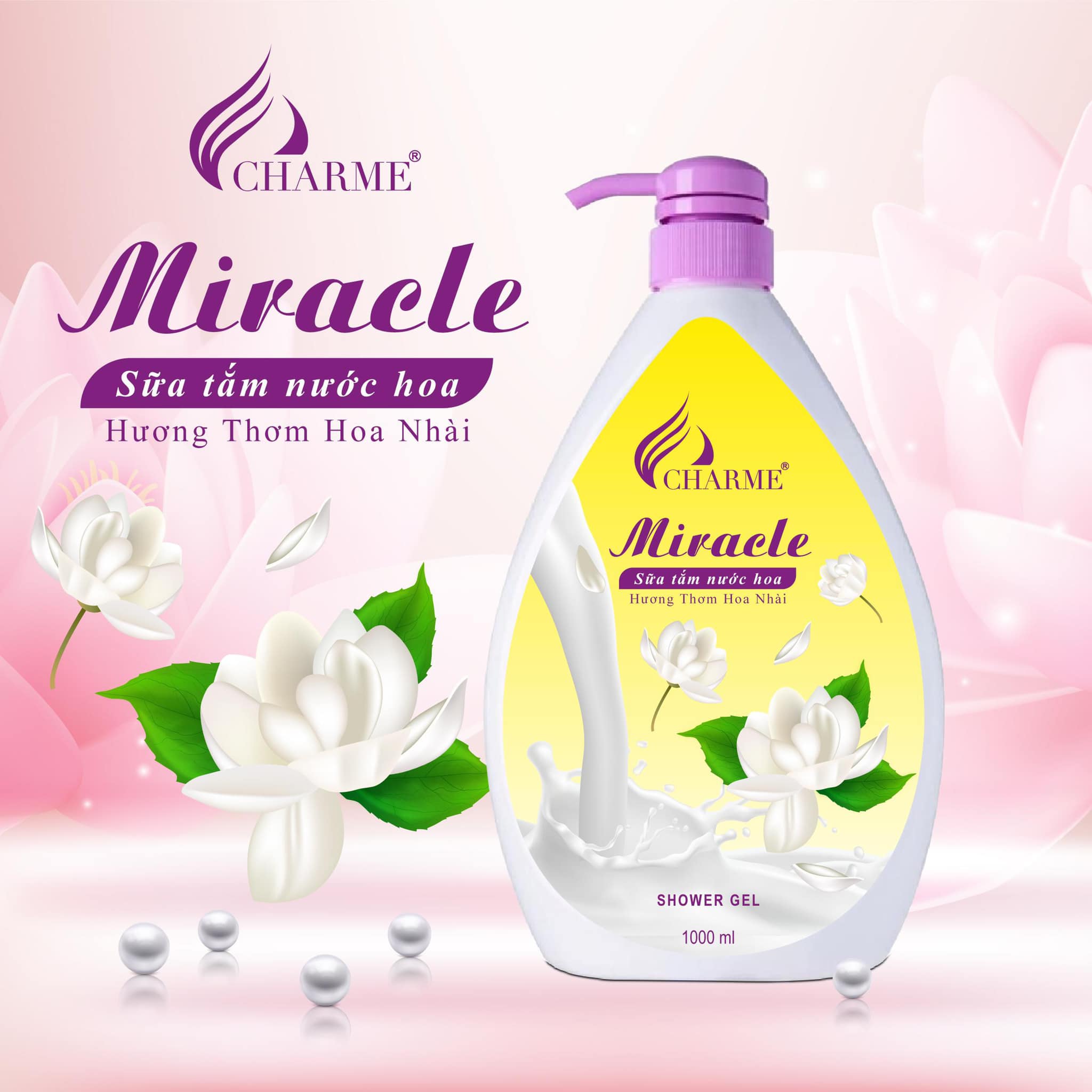 Sữa tắm nước hoa Charme Miracle 1000ml cho nữ chính hãng