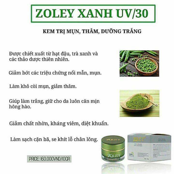 Kem face Zoley Màu Xanh đặc trị rất hiệu quả