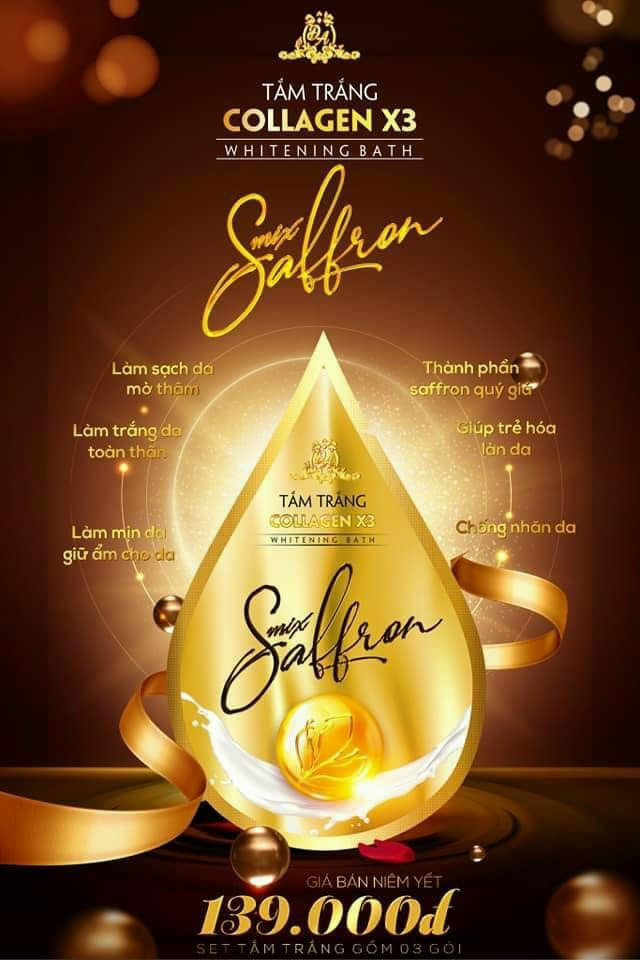 Tắm trắng Collagen X3 Luxury Mix Saffron chính hãng Mỹ Phẩm Đông Anh