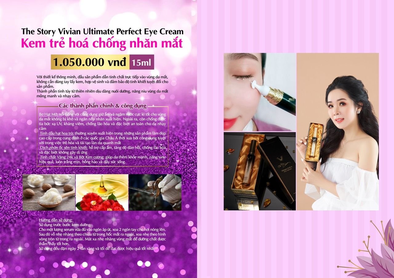 Kem xóa tan nếp nhăn và quầng thâm mắt The Story Vivian 15ml chính hãng