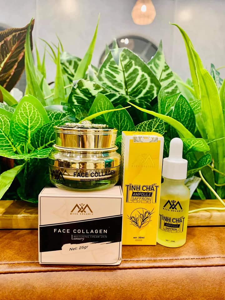 Combo kem face cá hồi kết hợp Tinh chất Ampoule Saffron Meea organic